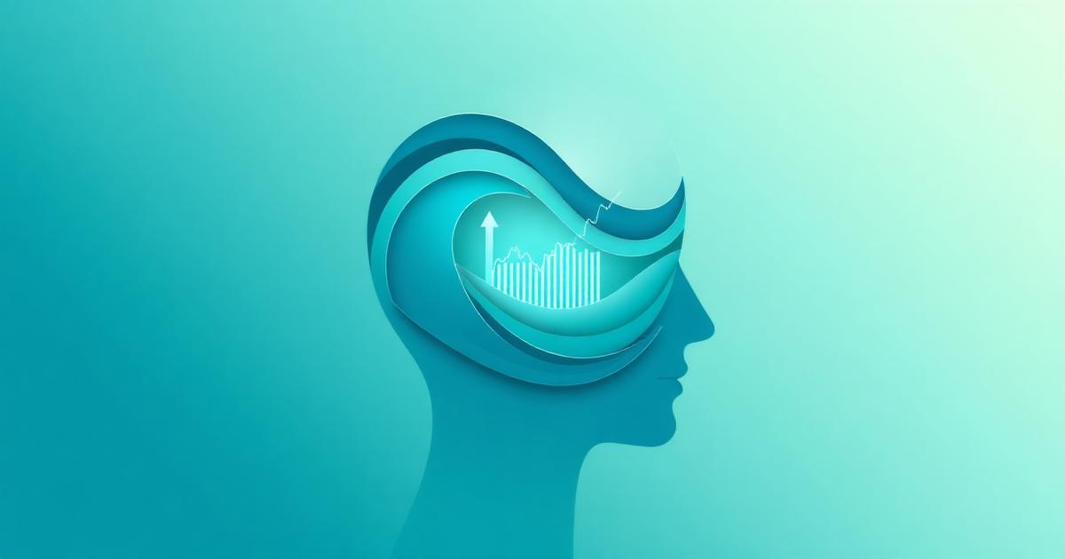 Kopfsilhouette mit Wellenlinien und Chart als Symbol für Trading-Psychologie und Disziplin