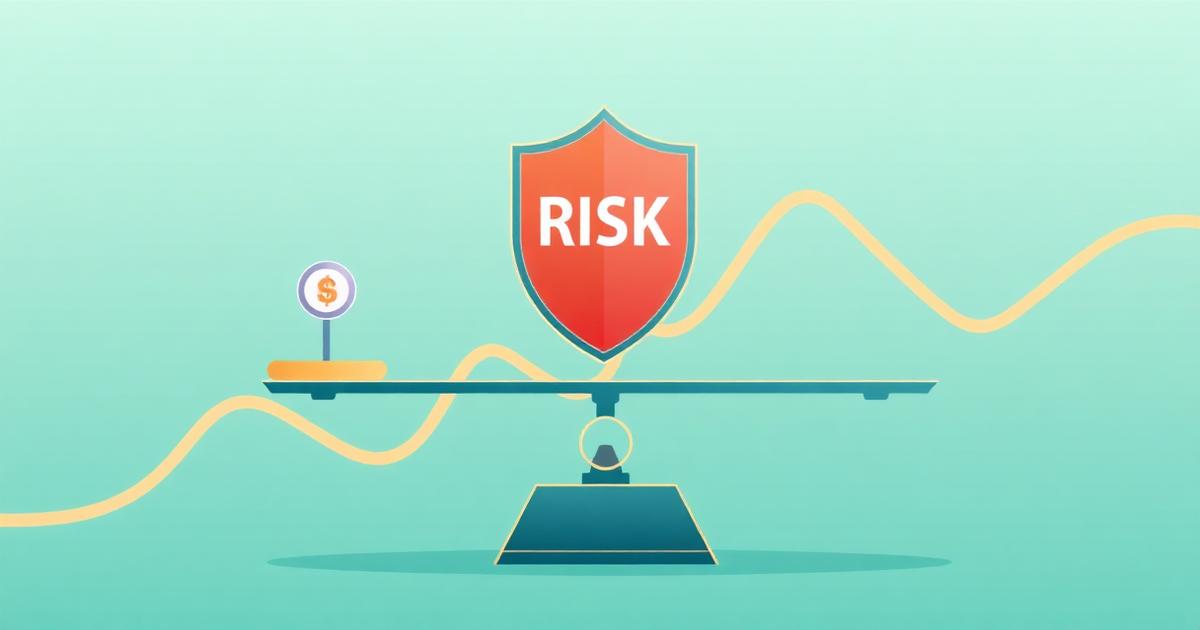 Waage mit Schutzschild über einem Kursverlauf als Symbol für Risikomanagement im Trading