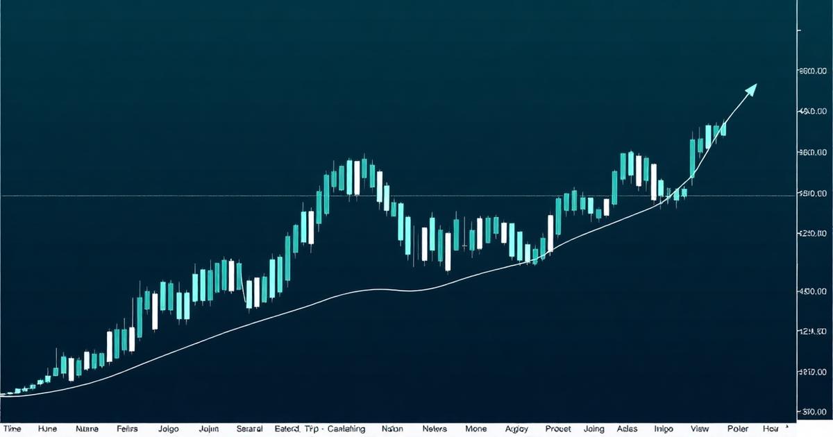 Candlestick-Chart mit Trendlinie und gleitendem Durchschnitt als Illustration der technischen Analyse Grundlagen